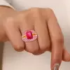6ct Emerald Cut Fuchsia Pink Sapphire Cocktail Ring