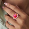 6ct Emerald Cut Fuchsia Pink Sapphire Cocktail Ring