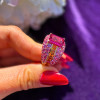 6ct Emerald Cut Fuchsia Pink Sapphire Cocktail Ring