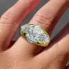5.7ct Pear Cut Three Stone Chunky Engagement Ring