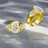 5.7ct Pear Cut Three Stone Chunky Engagement Ring