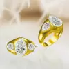 5.7ct Pear Cut Three Stone Chunky Engagement Ring