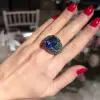 9.3ct Oval Cut Tanzanite Blue Sapphire Bold Cocktail Ring