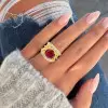 5ct Oval Cut Ruby Sandblasted Vintage Cocktail Ring