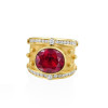 5ct Oval Cut Ruby Sandblasted Vintage Cocktail Ring
