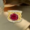 5ct Oval Cut Ruby Sandblasted Vintage Cocktail Ring