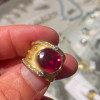 5ct Oval Cut Ruby Sandblasted Vintage Cocktail Ring