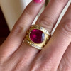 5ct Oval Cut Ruby Sandblasted Vintage Cocktail Ring