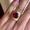 5ct Oval Cut Ruby Sandblasted Vintage Cocktail Ring