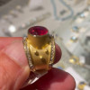 5ct Oval Cut Ruby Sandblasted Vintage Cocktail Ring