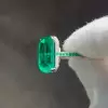 14ct Emerald Cut Three-sided Pave Emerald Engagement Ring