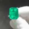 14ct Emerald Cut Three-sided Pave Emerald Engagement Ring