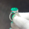 14ct Emerald Cut Three-sided Pave Emerald Engagement Ring