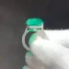 14ct Emerald Cut Three-sided Pave Emerald Engagement Ring