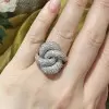 5ctw White Sapphire Paved Cross Knot Cocktail Ring