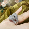 5ctw White Sapphire Paved Cross Knot Cocktail Ring