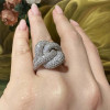 5ctw White Sapphire Paved Cross Knot Cocktail Ring