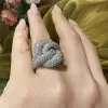 5ctw White Sapphire Paved Cross Knot Cocktail Ring