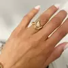 3ct Pear Cut Champagne Sapphire Asymmetric Engagement Ring