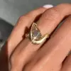 3ct Pear Cut Champagne Sapphire Asymmetric Engagement Ring