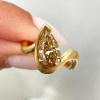 3ct Pear Cut Champagne Sapphire Asymmetric Engagement Ring