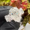 5.7ct Pear Cut White Sapphire Eternity Band Engagement Ring