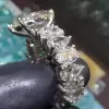 5.7ct Pear Cut White Sapphire Eternity Band Engagement Ring