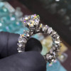 5.7ct Pear Cut White Sapphire Eternity Band Engagement Ring