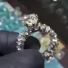 5.7ct Pear Cut White Sapphire Eternity Band Engagement Ring