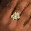 4.2ct Pear Cut Curved Shank Modern Engagement Ring