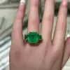 12ct Asscher Cut Emerald Vintage Cocktail Ring