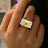 5.6ct Princess Cut Yellow Sapphire Paved Wedding Ring Set