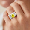 5.6ct Princess Cut Yellow Sapphire Paved Wedding Ring Set