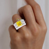 5.6ct Princess Cut Yellow Sapphire Paved Wedding Ring Set