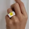 5.6ct Princess Cut Yellow Sapphire Paved Wedding Ring Set