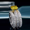 5.6ct Princess Cut Yellow Sapphire Paved Wedding Ring Set