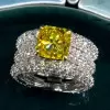 5.6ct Princess Cut Yellow Sapphire Paved Wedding Ring Set