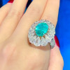 5ct Halo Oval Cut Green Blue Paraiba Cocktail Ring