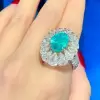 5ct Halo Oval Cut Green Blue Paraiba Cocktail Ring