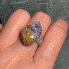 8ctw White and Yellow Sapphire Bypass Two Stone Cocktail Ring