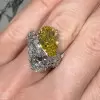 8ctw White and Yellow Sapphire Bypass Two Stone Cocktail Ring