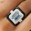 8ct Emerald Cut Aquamarine Gorgeous Art-deco Cocktail Ring