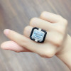 8ct Emerald Cut Aquamarine Gorgeous Art-deco Cocktail Ring