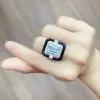 8ct Emerald Cut Aquamarine Gorgeous Art-deco Cocktail Ring