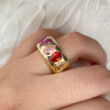 4ctw Pear Cut Multicolor Sapphire Rainbow Ring