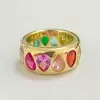 4ctw Pear Cut Multicolor Sapphire Rainbow Ring