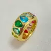 4ctw Pear Cut Multicolor Sapphire Rainbow Ring