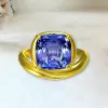 5.6ct Cushion Cut Tanzanite Blue Sapphire Cocktail Ring