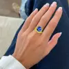 5.6ct Cushion Cut Tanzanite Blue Sapphire Cocktail Ring