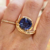5.6ct Cushion Cut Tanzanite Blue Sapphire Cocktail Ring